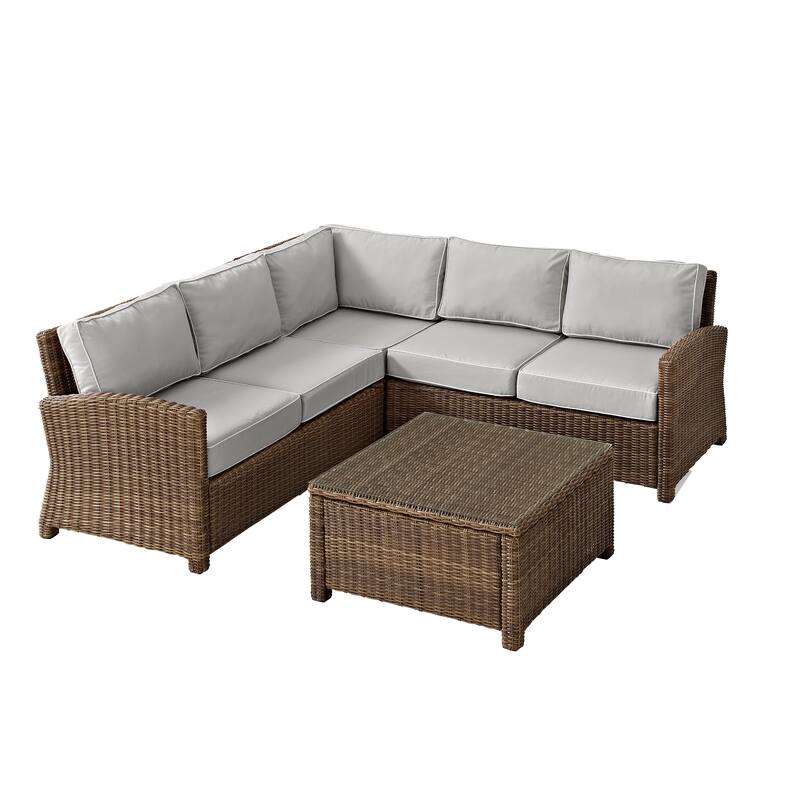 Crosley Bradenton 4Pc Outdoor Wicker Sectional Set
