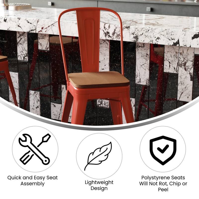 All-Weather Commercial Counter Stool with Removable Back & Poly Resin Seat