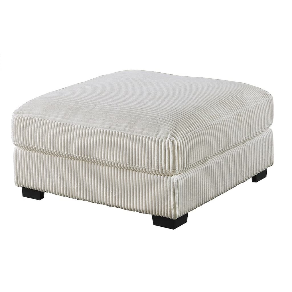 Living Room Furniture Ottoman Wide-Welt Corduroy 1pc Soft Cushion Cocktail Ottoman Wood Legs