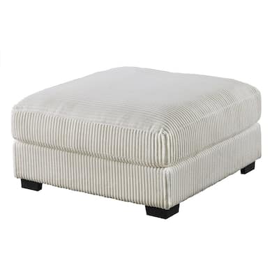 Ottoman Wide-Welt Corduroy Soft Cushion Cocktail Ottoman Wood Legs
