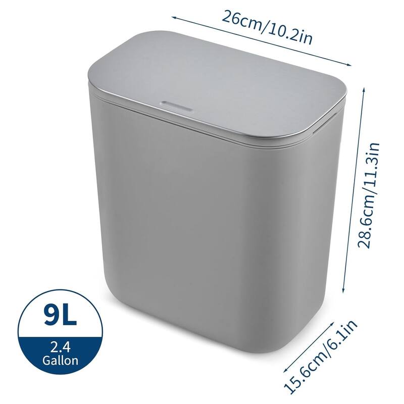 1.8 Gallon Hanging Trash Can with Stainless Steel Lid Gray