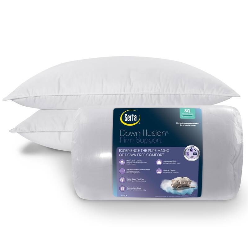 Serta Down Illusion Pillow, Down Alternative Soft/ Medium, 2 pack - White