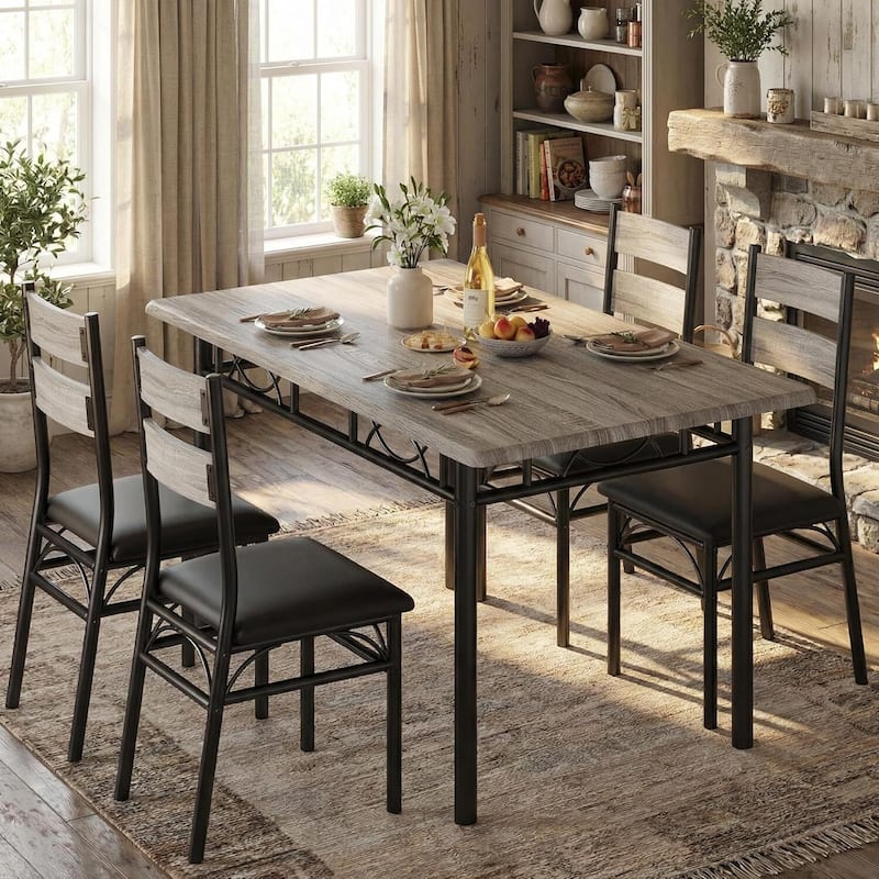 5 Piece Kitchen Dining Table and Chairs Set for 4 for Apartment Dining Room