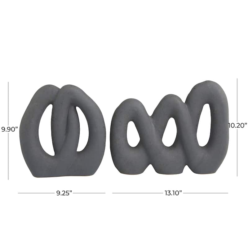 CosmoLiving by Cosmopolitan Black Ceramic Linked Abstract Decorative Sculpture (Set of 2)
