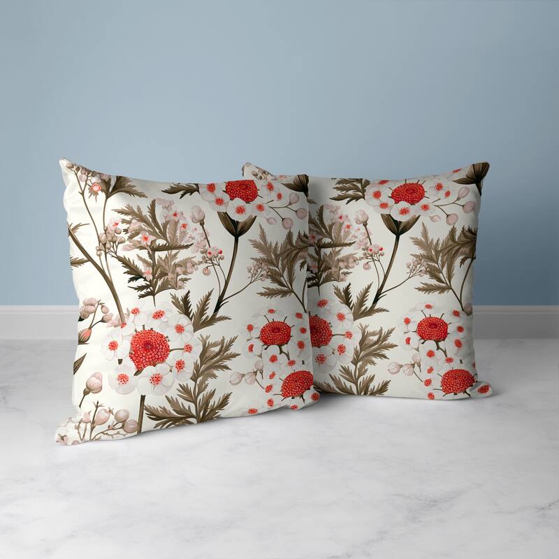 Brown And Red Millefolium Harmony Indoor/Outdoor Throw Pillow Zipper