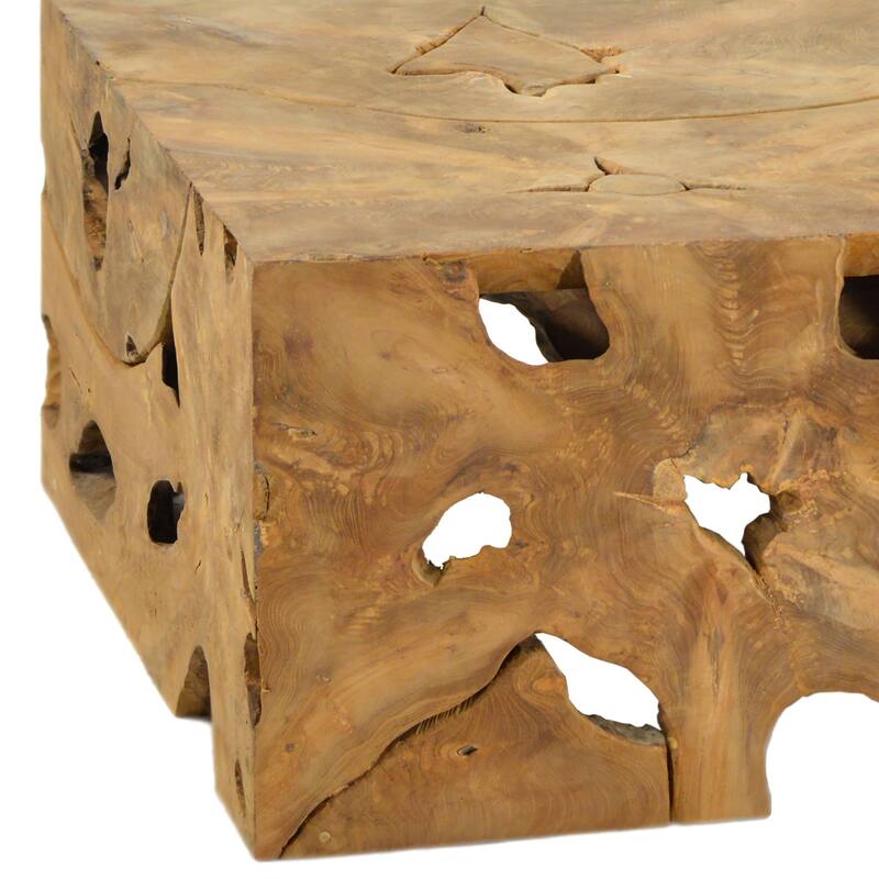 Scarlett 47-inch Rectangular Teak Root Block Style Coffee Table, Natural Finish