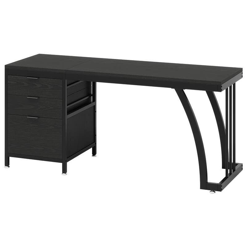 Computer Desk with 3 Drawers, 59" PC Desk Study Writing Table Workstation, Reversible File Storage for Home Office