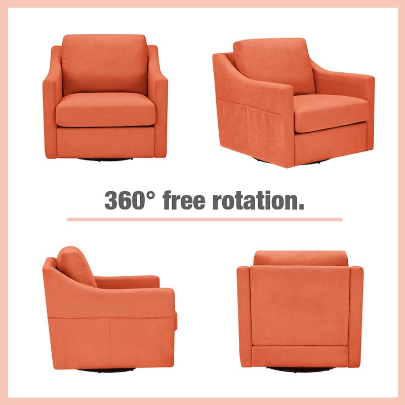Swivel Accent Chair - Modern Linen Armchair with Removable Cover for Living Room & Reception