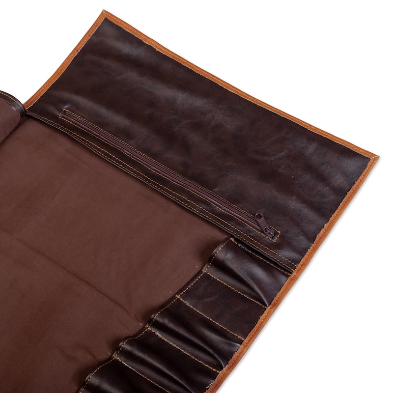 Novica Handmade Luxury Barbecue Leather Barbecue Utensil Holder