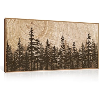 Natural Woodland Landscape Wall Decor, Large Retro Forest Painting