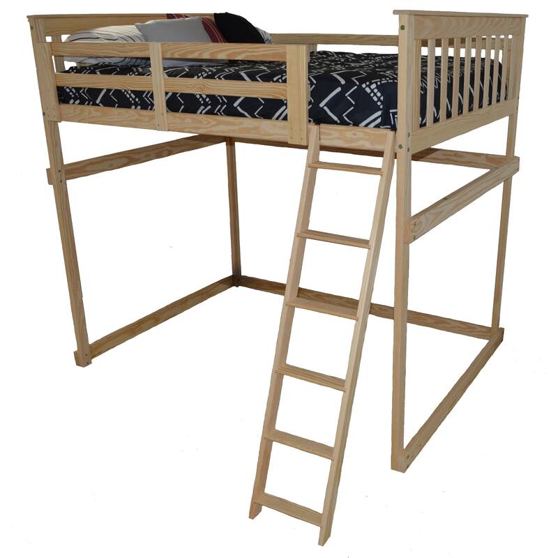 Pine Full Mission Loft Bed with Side Ladder