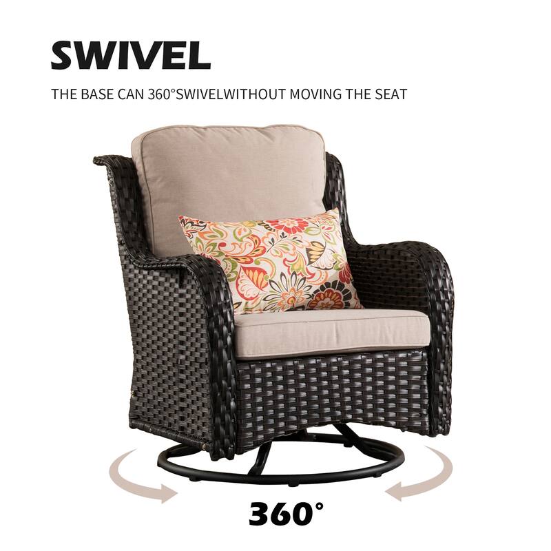 OVIOS 7-piece Patio Swivel Chair Set with 42" Fire Table