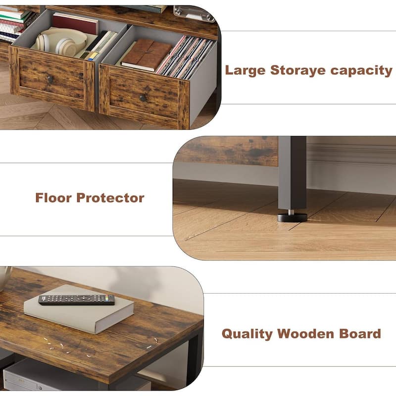 Rustic 71" TV Stand Media Console with 2 Drawers Entertainment Center for TVs Up to 75" - N/A