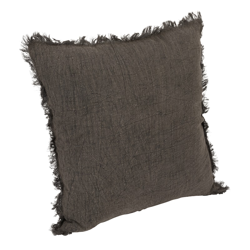 Stonewashed Linen Pillow with Fringe