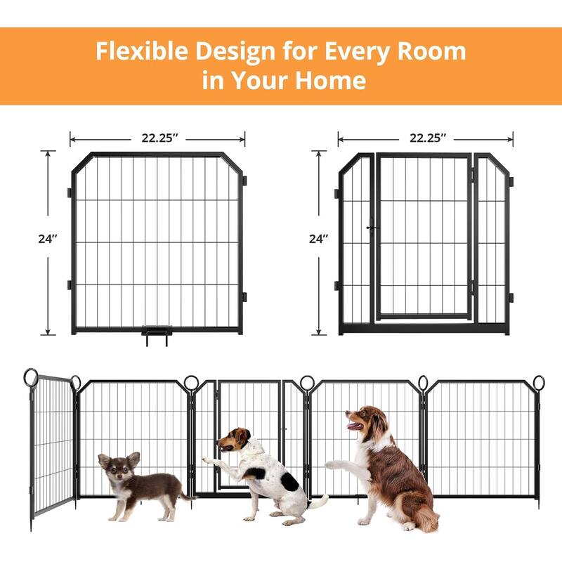 Portable Dog Playpen, Multi-Panels with Gate for Different Size Dogs