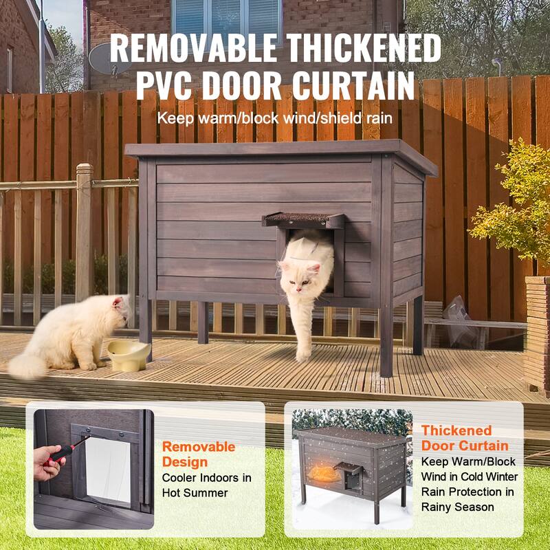 Outdoor Cat House Weatherproof Feral Cat Shelter for Multiple Cats Outdoor Wooden Cat Rabbit House