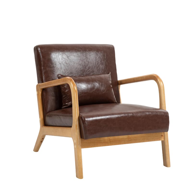 Mid Century Solid Wood Upholstered Accent Chair