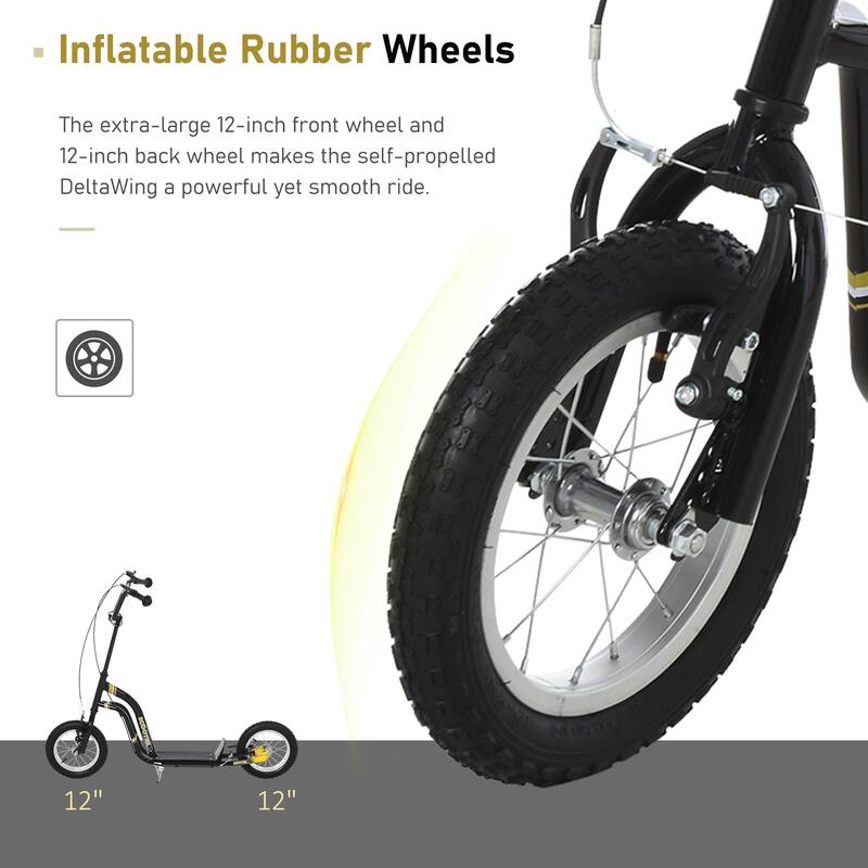 Adjustable Kids Kick Scooter with Dual Braking System, Inflatable Tires, and Durable Steel Frame - Suitable for Ages 5+