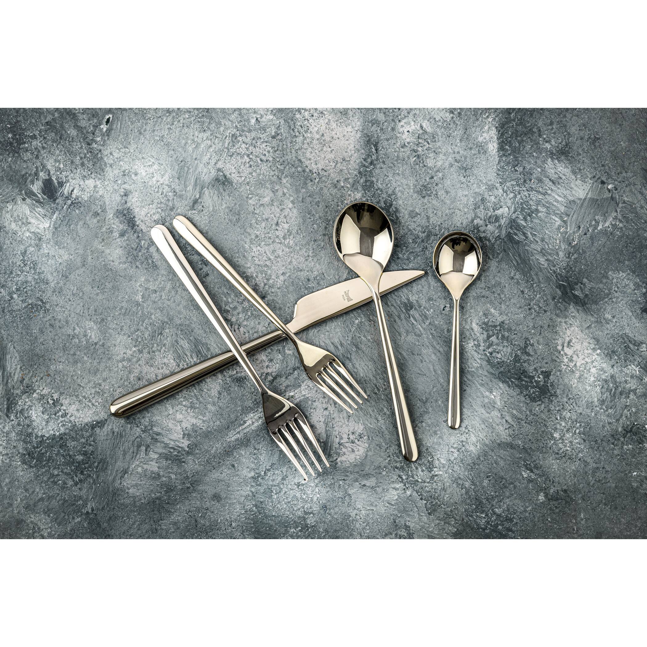 Linea Champagne 5piece Stainless Steel w/PVD Titanium Coating Flatware