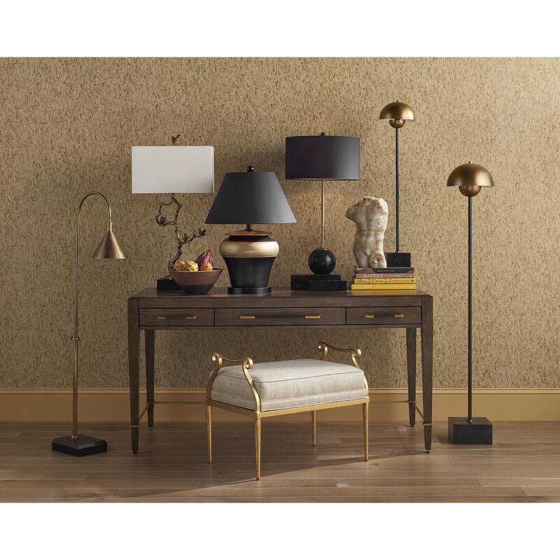 Currey & Company Shadows Brass Table Lamp - 33.5"h x 17"w x 10"d