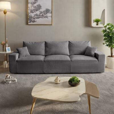 110" Corduroy 4-Seater Sofa,Slow-Recovery Foam (72hr Expansion, No Assembly Required)