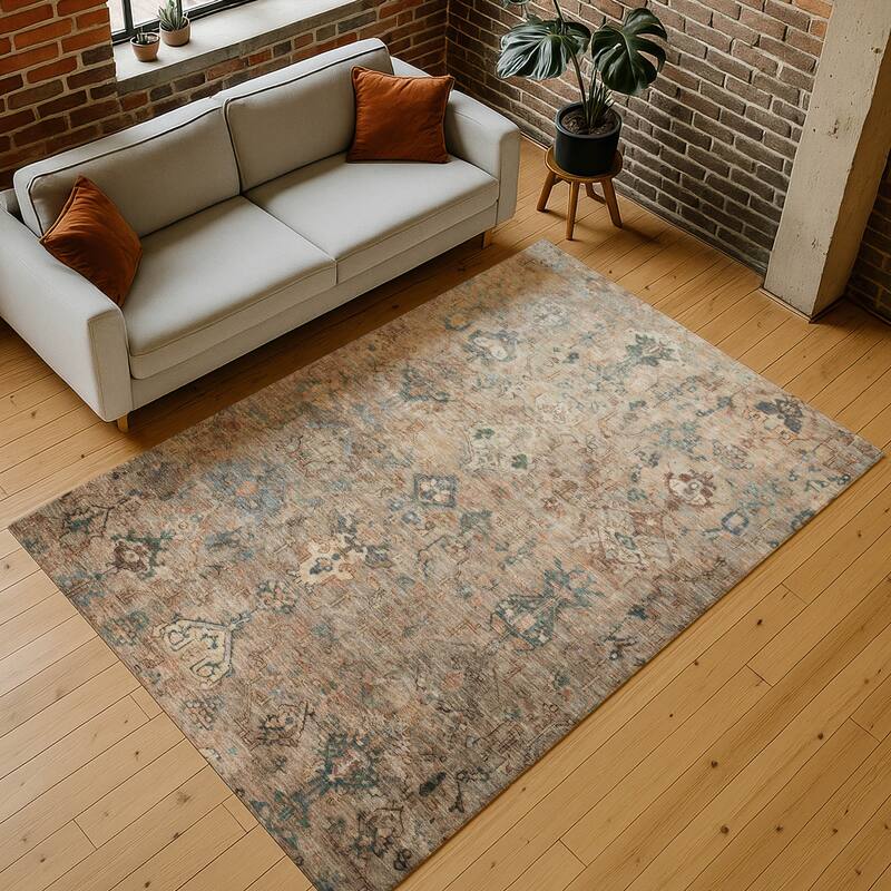 Machine Washable Indoor/ Outdoor Traditional Serenity Chantille Rug