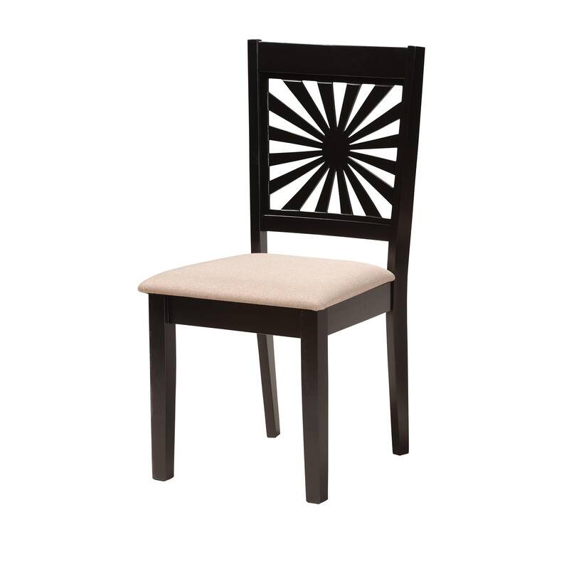 Olympia Modern styled Fabric Upholstered and Brown Finished Wood Dining Set