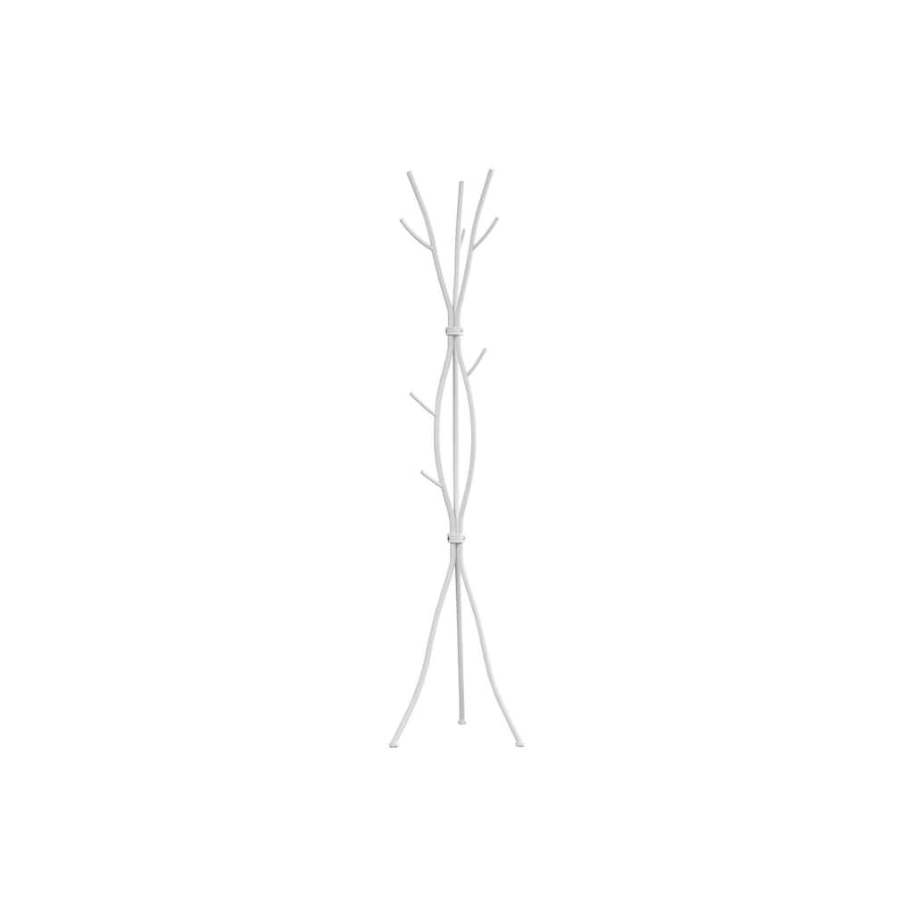 Coat Rack, Hall Tree, Free Standing, 11 Hooks, Entryway, 74"h, Bedroom, White Metal, Contemporary, Modern