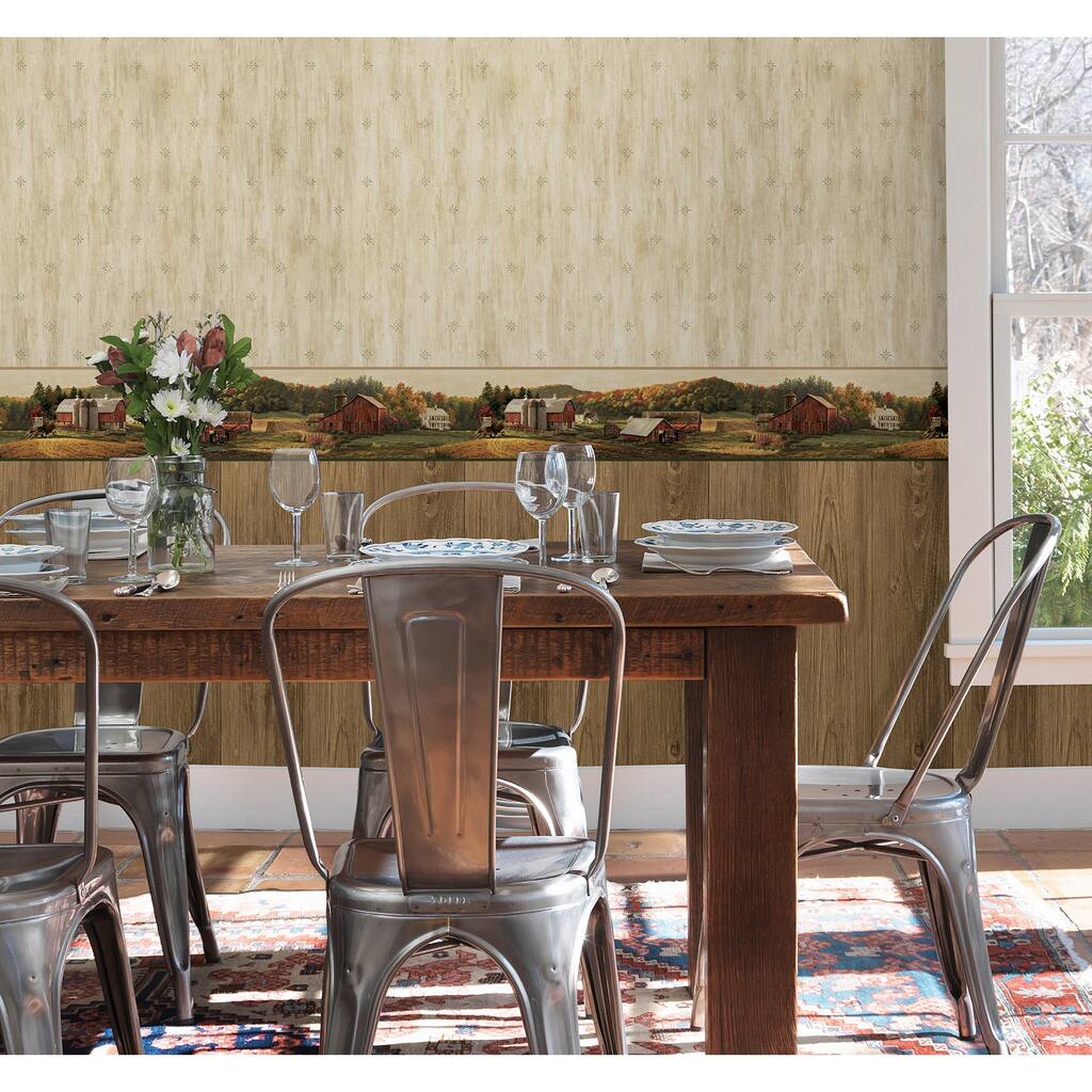 Americana Singer Winder Beige Luther'S Farm 15' L X 8.25 W Wallpaper Border