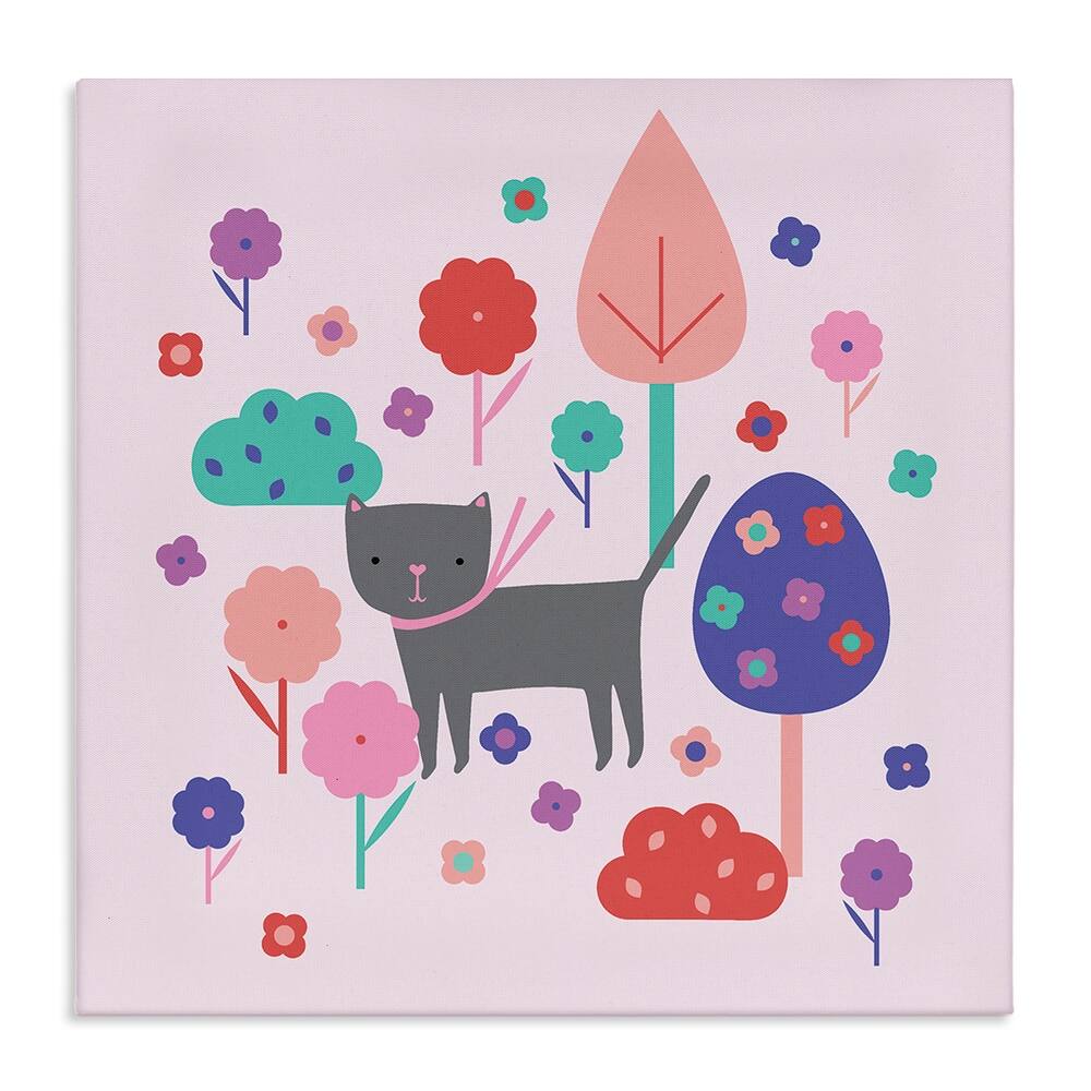 Stupell Pastel Whimsical Cat & Trees Canvas Wall Art Design By Sazerelli Designs