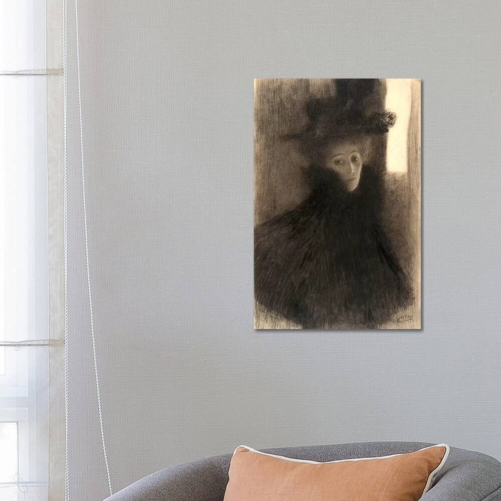 iCanvas "Portrait of a Lady with Cape and Hat" by Gustav Klimt Canvas Print