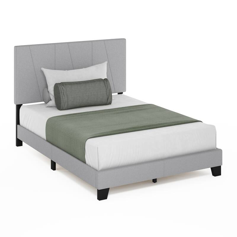 Furinno Lucy Geometric Design Headboard Bedframe, 12PC Slat Style, Glacier, Twin