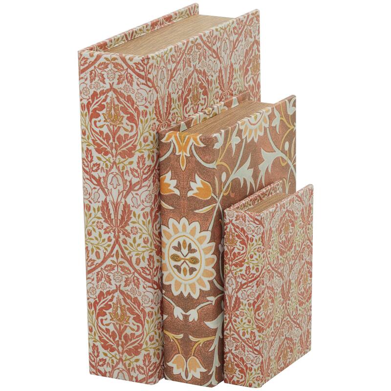 Burlap Leather Canvas Book Box Various Designs (Set of 3)