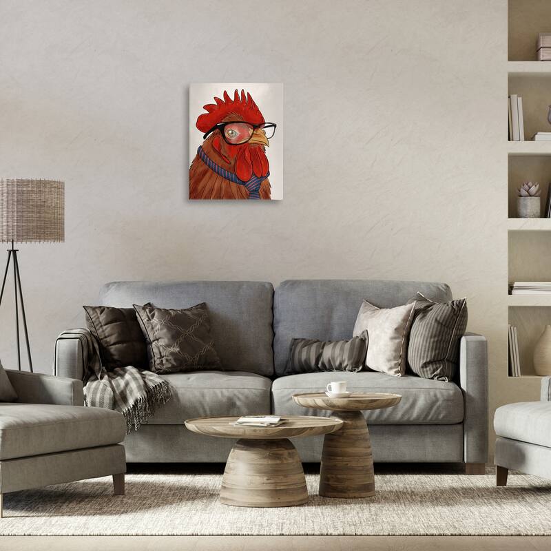 Stupell Trendy Rooster with Tie Canvas Wall Art Design By Marcus Prime