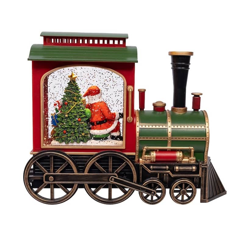 Kurt Adler 7.625-Inch Battery Operated LED Lighted Santa Train With Spinning Glitter Water