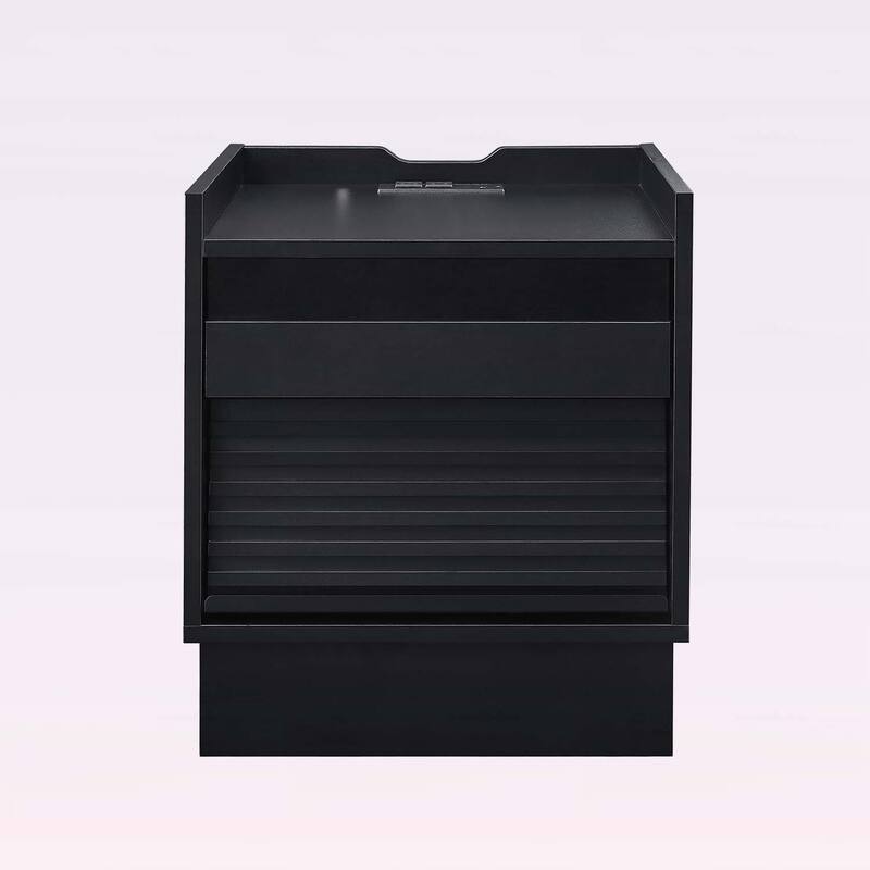 Bedside Table with 2 Drawers for Bedroom or Living Room - Black