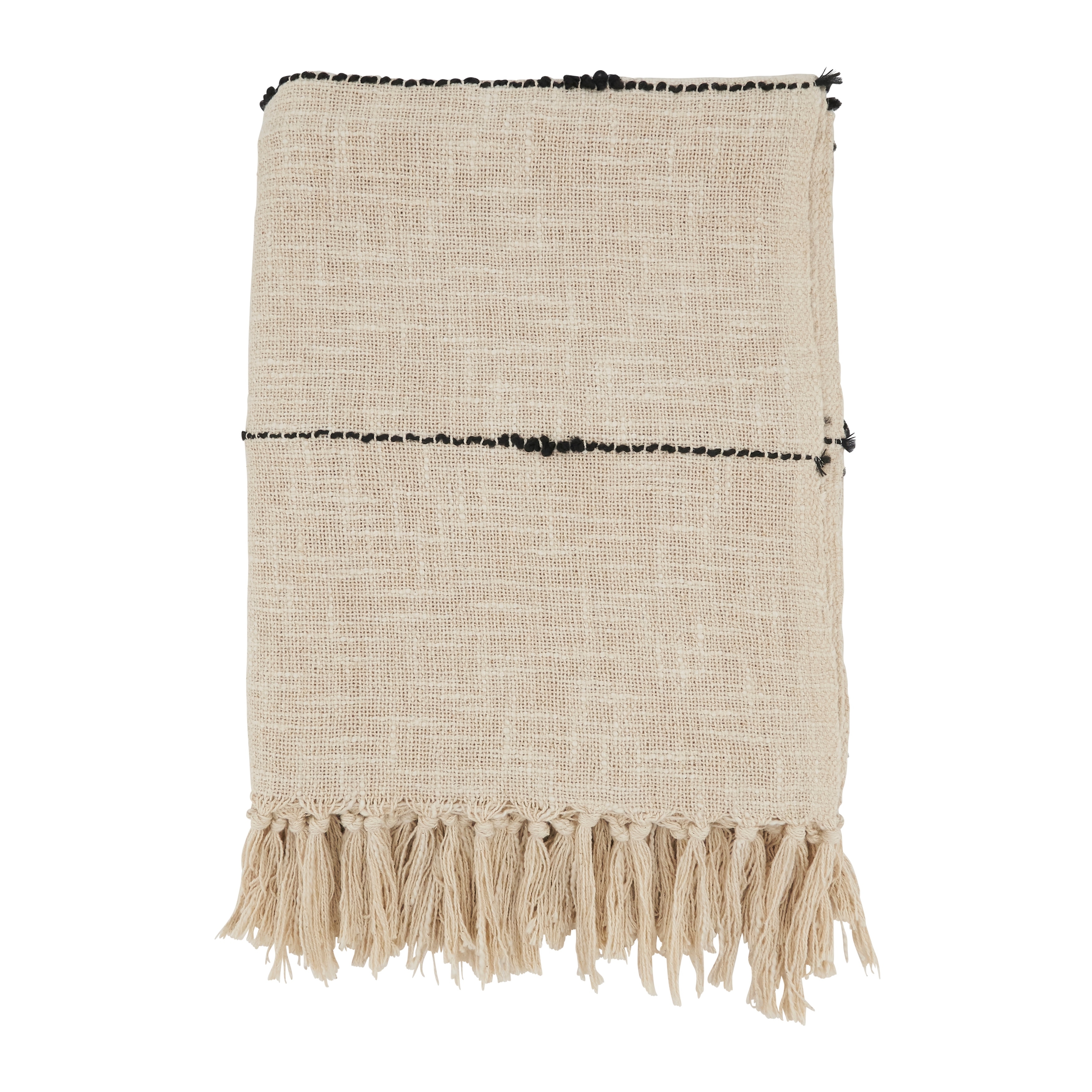 Boho Luxe Textured Stripe Fringe Throw Blanket