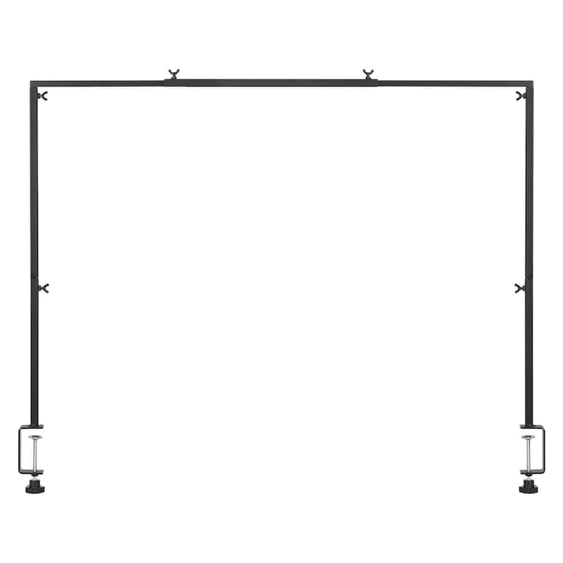 Adjustable Table Arch Stand with Clamps and Square Tube Metal Rod Frame Ideal for Indoor or Outdoor Decoration - 1 PC - BlackWithoutRattan