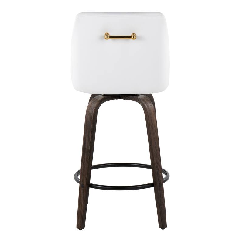 The Gray Barn Hadley 26" Fixed-Height Upholstered Counter Stool with Bent Wood Legs & Round Footrest (Set of 2)