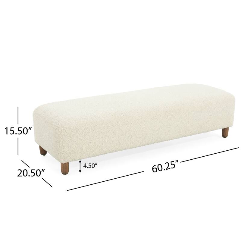 60.25-Inch Entryway Bench, Simple Upholstered Bench with Wood Legs