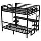 preview thumbnail 5 of 12, Queen Over Twin XL Metal Bunk Bed / Loft Bed with Desk and Shelves, Multiple Uses Bed Frame with LED Light and Charging Station