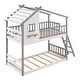 preview thumbnail 13 of 14, Gray Twin over Twin Solid Wood Bunk Bed with Roof and Ladder