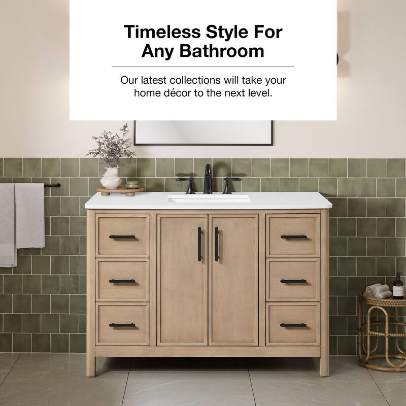 OVE Solas Bathroom Vanity with White Engineered Stone Top