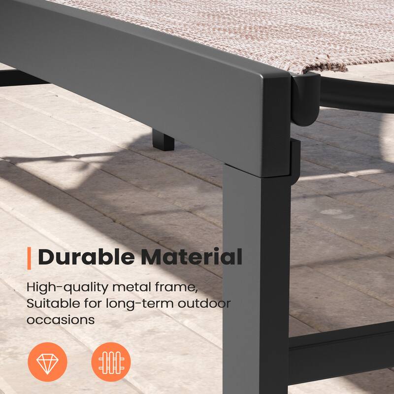 2PC Outdoor Patio Adjustable Chaise Lounge Chairs