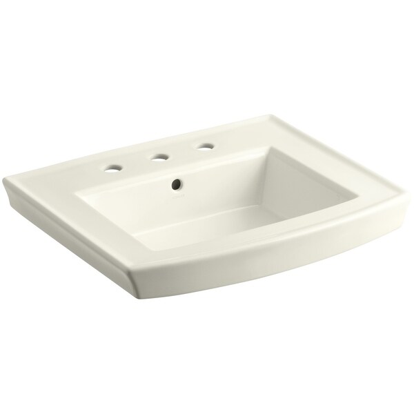Kohler K-2358-8 Archer 24" Pedestal Bathroom Sink with 3 Holes Drilled and Overflow