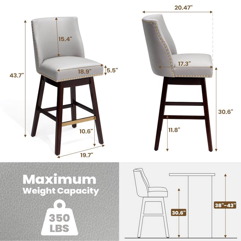 Crestlive Bar Stools Swivel Barstool with Back