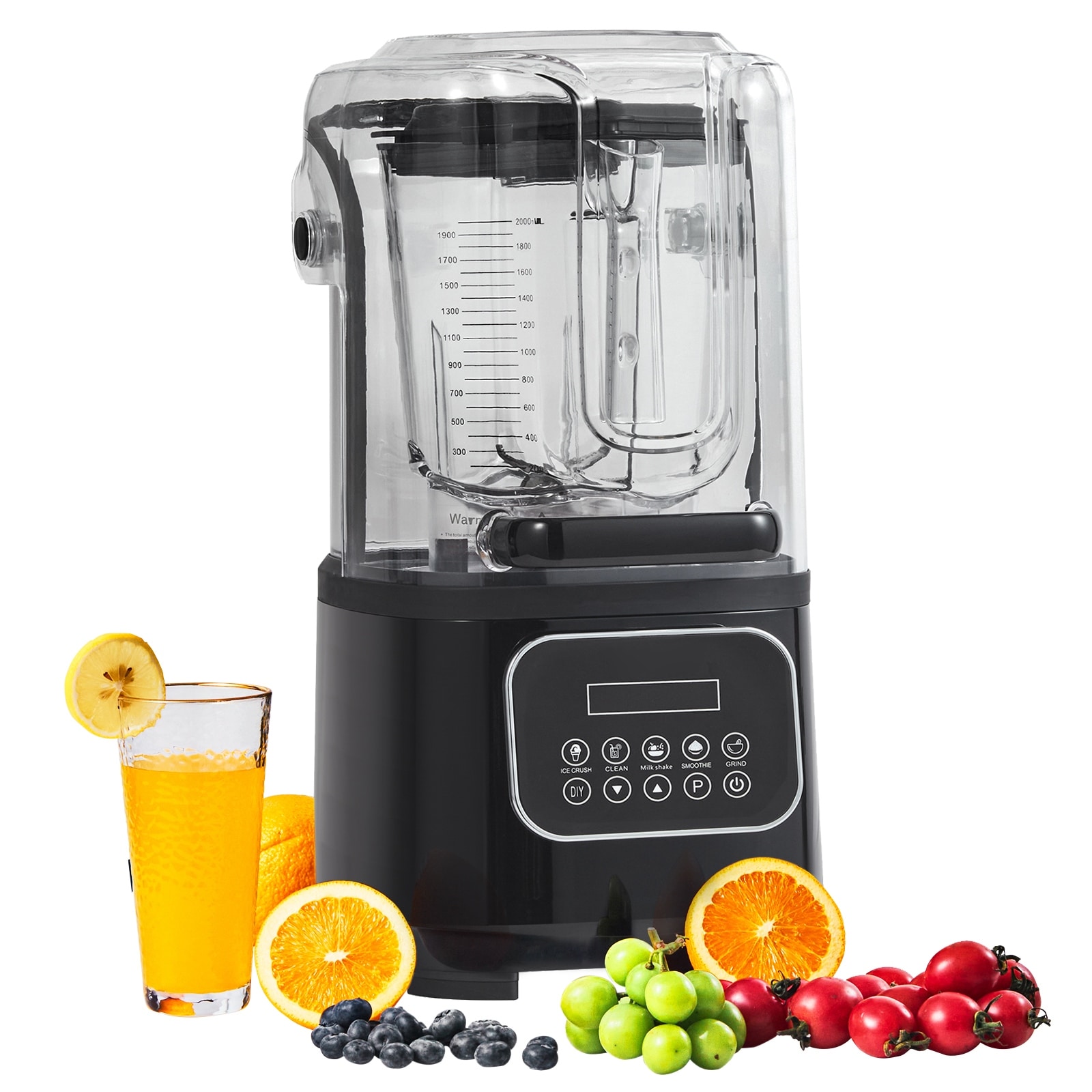 Professional Blender, Commercial Countertop Blenders, 68 oz Glass Jar Blender Combo, Stainless Steel for Frozen Drinks