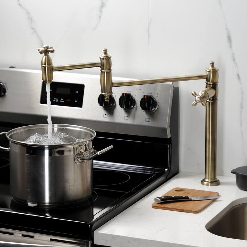 Kingston Brass Restoration Two-Handle 1-Hole Deck Mount Pot Filler Faucet