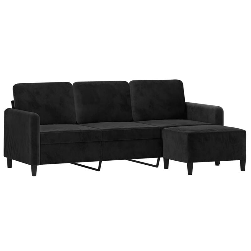 vidaXL 3-seater Sofa With Footstool Dark Gray Velvet 3-Seater - 30.3 x 77.9 x 31.5 in