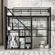 preview thumbnail 2 of 20, Twin Size Metal Bed Frame with Storage Staircase and Small Open Wardrobe, Kids Loft Bed with Metal Mesh Board